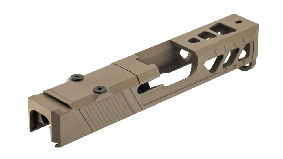 TRYBE Defense Pistol Slide, Glock 26, Gen 3/4, RMR Cut, Version 2, FDE Cerakote, SLDG26G34RMRV2-FDE