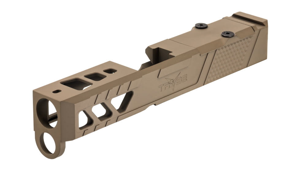 TRYBE Defense Pistol Slide, Glock 26, Gen 3/4, RMR Cut, Version 2, FDE Cerakote, SLDG26G34RMRV2-FDE