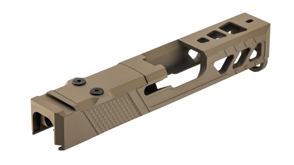 TRYBE Defense Pistol Slide, Glock 26, Gen 3/4, Venom Cut, Version 2, FDE Cerakote, SLDG26G34VNMV2-FDE