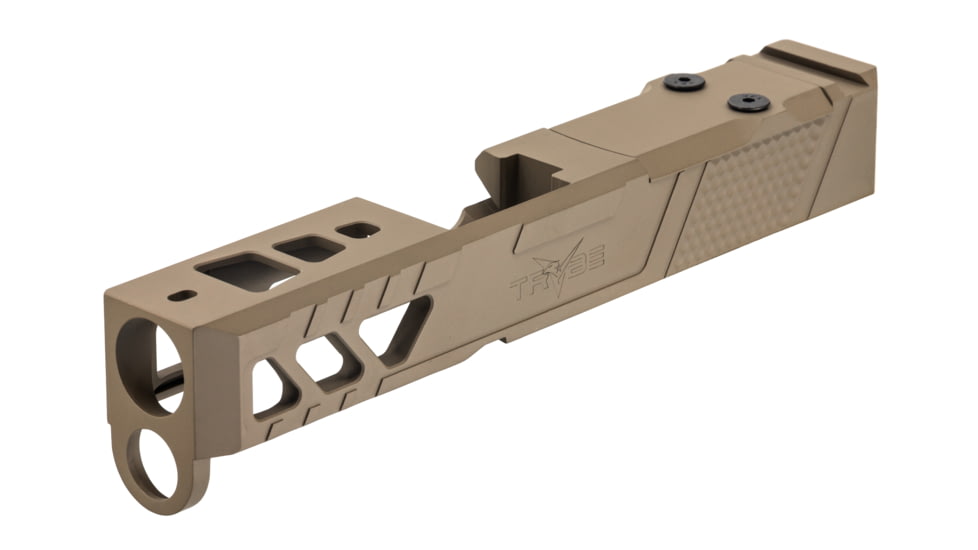 TRYBE Defense Pistol Slide, Glock 26, Gen 3/4, Venom Cut, Version 2, FDE Cerakote, SLDG26G34VNMV2-FDE