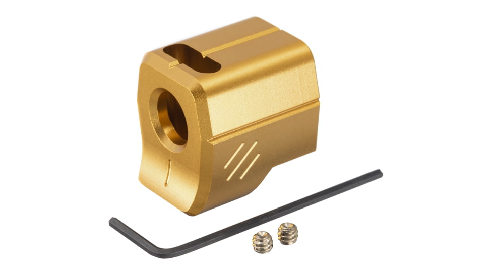 EDEMO TRYBE Defense Universal 9mm Compensator - Compact Firearms, Gold, TRBDUNI9MMCC-GLD, EDEMO1