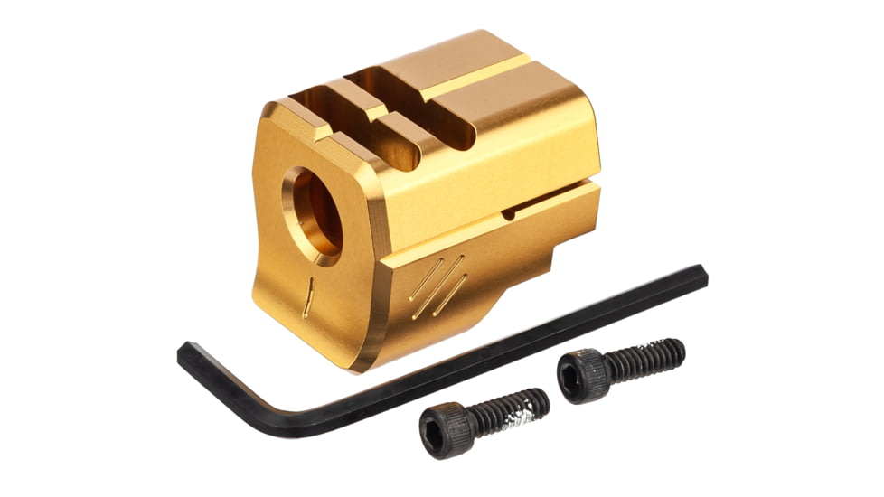 TRYBE Defense Universal 9mm Compensator - Full Size Firearms, Gold, TRBDUNI9MMFS-GLD