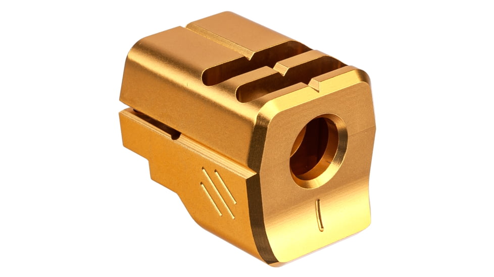 TRYBE Defense Universal 9mm Compensator - Full Size Firearms, Gold, TRBDUNI9MMFS-GLD