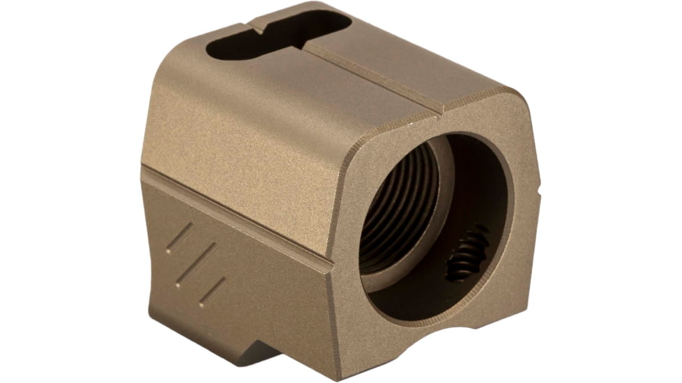 TRYBE Defense Universal Single Port 9mm Compensator, Compact Firearms, Flat Dark Earth, TRBDSPUNI9MMCC-FDE