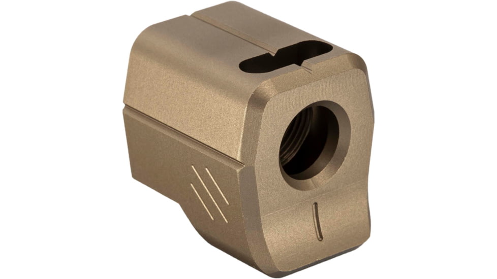 TRYBE Defense Universal Single Port 9mm Compensator, Compact Firearms, Flat Dark Earth, TRBDSPUNI9MMCC-FDE