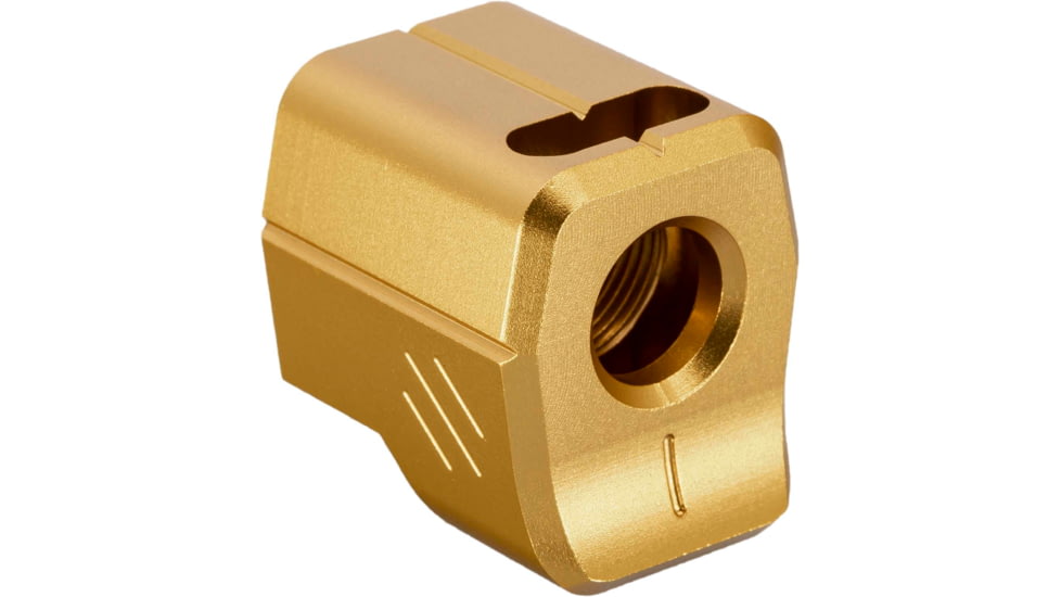 TRYBE Defense Universal Single Port 9mm Compensator, Compact Firearms, Gold, TRBDSPUNI9MMCC-GLD
