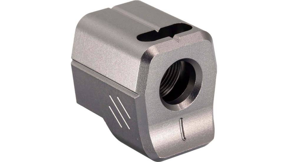 TRYBE Defense Universal Single Port 9mm Compensator, Compact Firearms, Gray, TRBDSPUNI9MMCC-GR
