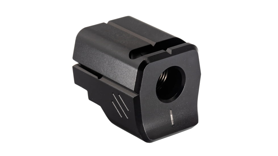 TRYBE Defense Universal Single Port 9mm Compensator, Full Size Firearms, Black, TRBDSPUNI9MMFS-BK