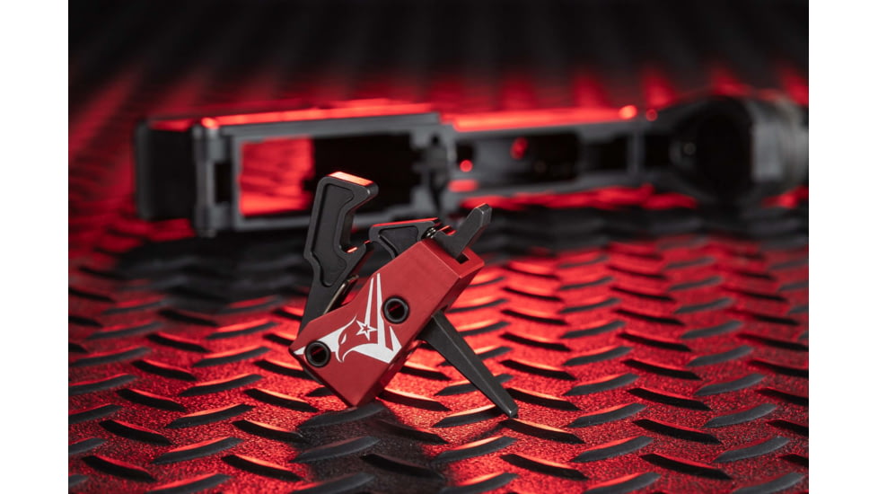 TRYBE Defense V2 Single Stage Drop-In Trigger, AR-15, Straight, 3.5-4lb Pull Weight, Red, TRGSTRAR15V2-RED