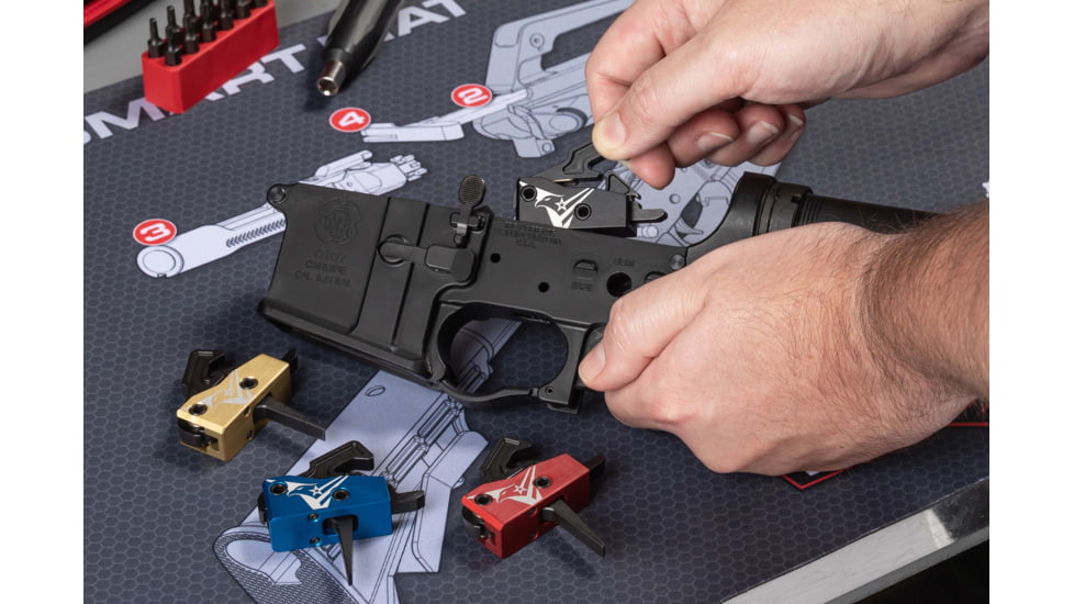 TRYBE Defense V2 Single Stage Drop-In Trigger, AR-15, Straight, 3.5-4lb Pull Weight, Red, TRGSTRAR15V2-RED