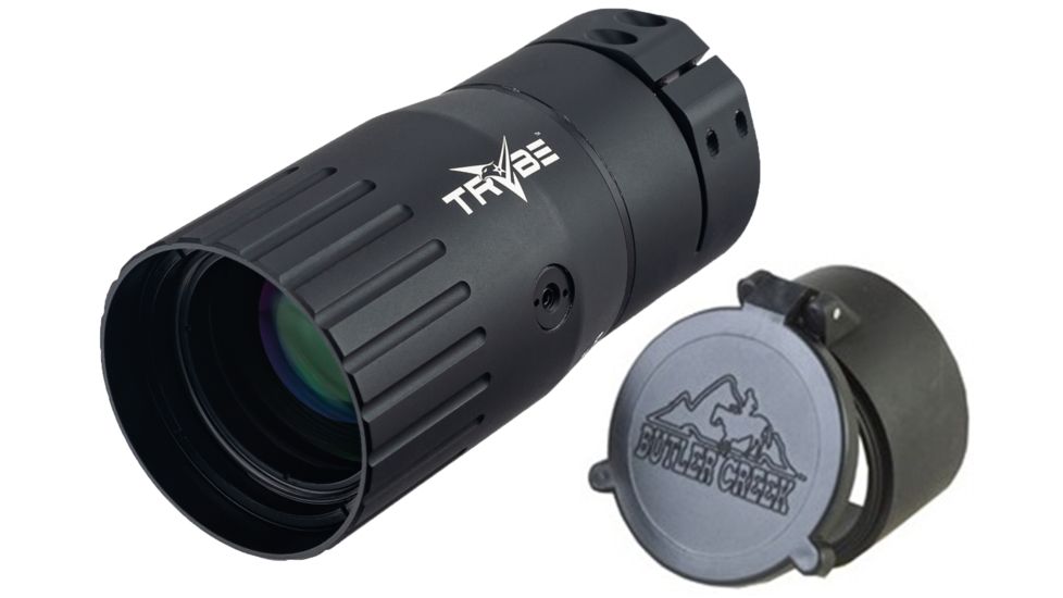 TRYBE Optics Enhancer Scope Magnification Doubler, 2x40mm, 30 mm/1 inch Tube Mount, Black w/ Butler Creek Flip-Open Scope Cover, ENHRS-B-KIT1
