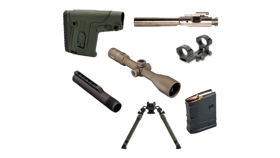 TRYBE Optics 1-8x24mm Rifle Scope, Magpul 7.62x51mm NATO Magazine, GG&amp;G FLT 30mm Scope Mount, FAB Defense SPIKE Bipod, R.A.P.S. Buttstock