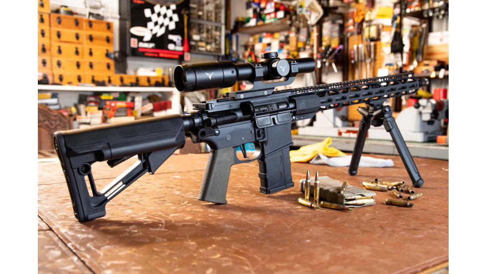 TRYBE Optics 1-8x24mm Rifle Scope, Magpul MOE-K Grip, Primary Arms 30mm PLx Cantilever Mount