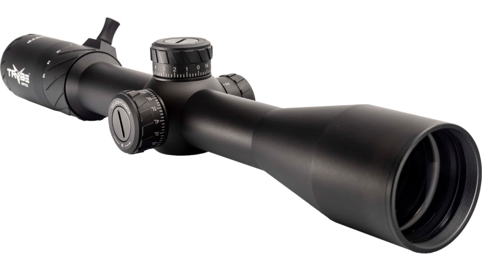 TRYBE Optics HIPO Rifle Scope, 4-16x44mm, 30 mm Tube, FFP, PLR-25 MOA Reticle, Black, TRORS4-16x44FFP-BL
