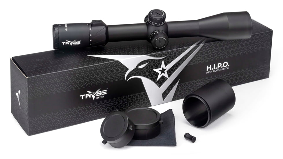 TRYBE Optics HIPO Rifle Scope, 4-16x44mm, 30 mm Tube, FFP, PLR-25 MOA Reticle, Black, TRORS4-16x44FFP-BL