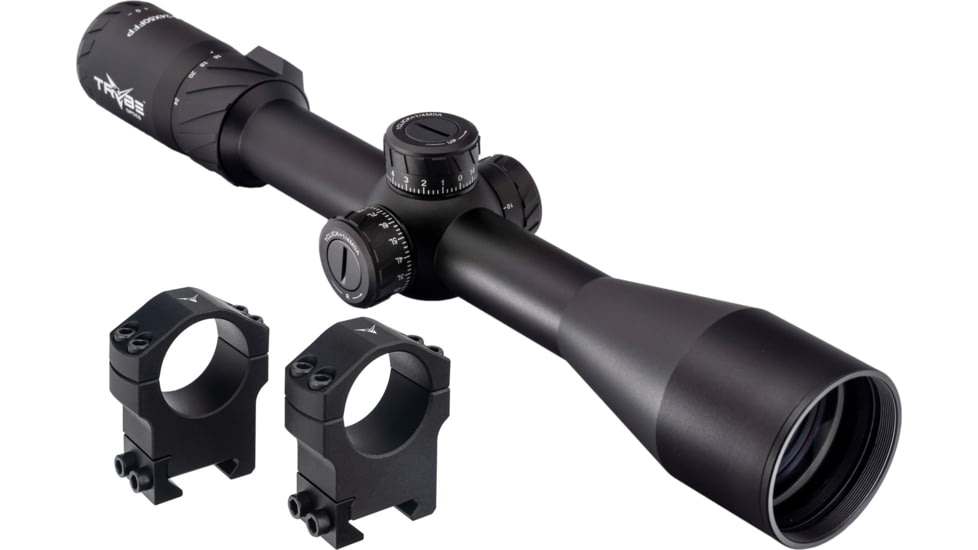 TRYBE Optics 6-24x50mm Rifle Scope, 30mm Advanced Scope Rings, High, Black