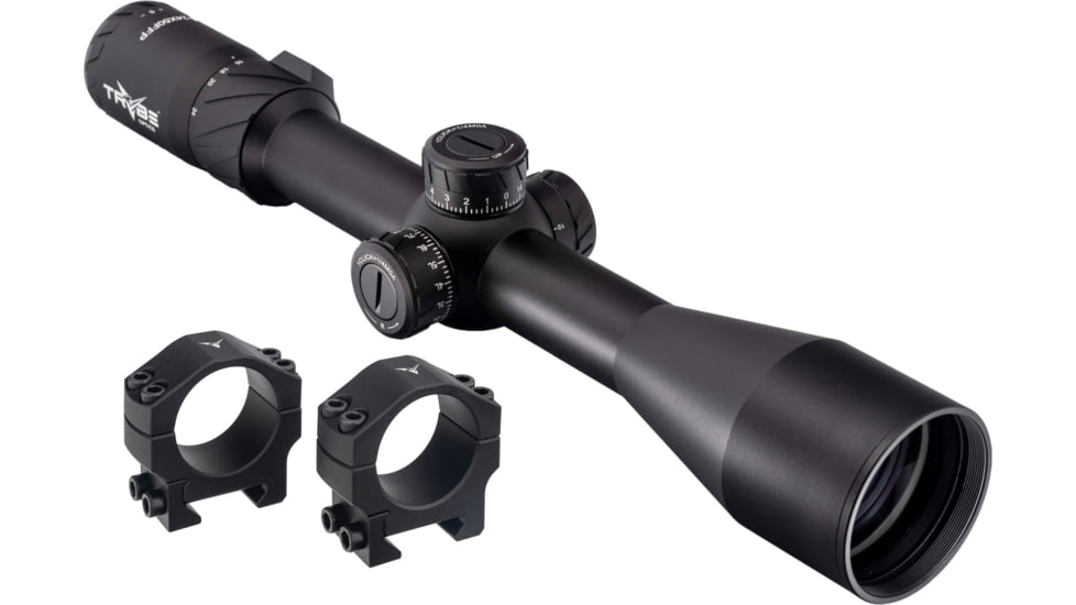 TRYBE Optics 6-24x50mm Rifle Scope, 30mm Advanced Scope Rings, Low, Black