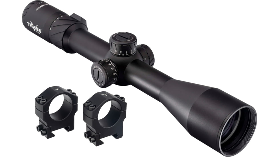 TRYBE Optics 6-24x50mm Rifle Scope, 30mm Advanced Scope Rings, Medium, Black