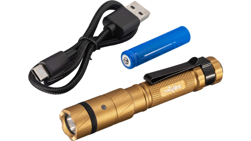 TRYBE Optics Micro Lithium Ion 350 Lumen Rechargeable Handheld Flashlight, Gold, MICRO1K-GLD