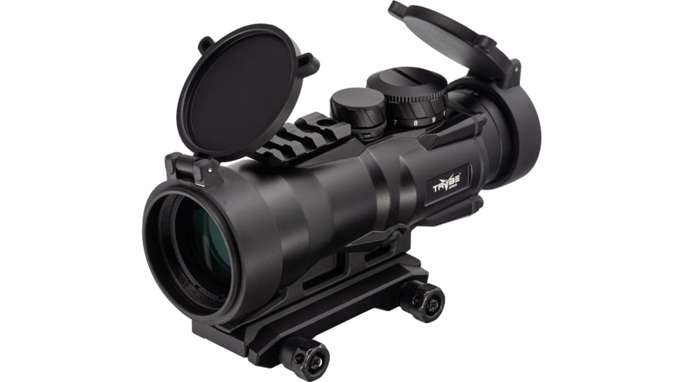 TRYBE Optics 5x36mm Compact Prism Scope Red Dot Sight, 36mm Tube, 4 MOA Dot, Anodized, Black, TRO5XPRISM-BL