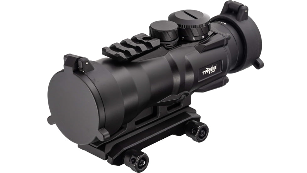 TRYBE Optics 5x36mm Compact Prism Scope Red Dot Sight, 36mm Tube, 4 MOA Dot, Anodized, Black, TRO5XPRISM-BL