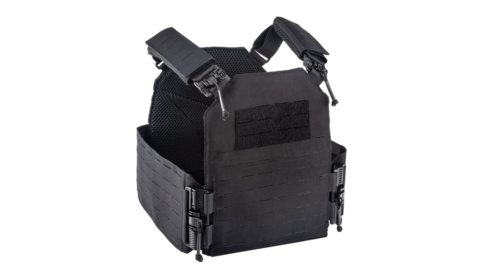 TRYBE Tactical Laser-Cut Plate Carrier w/Fast-Release Tubes, Black, LCPC-BL