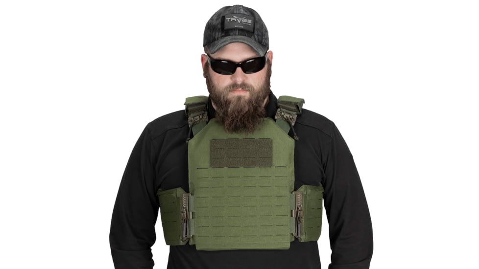 TRYBE Tactical Laser-Cut Plate Carrier w/Fast-Release Tubes, Olive Drab, LCPC-OD