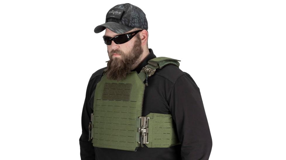 TRYBE Tactical Laser-Cut Plate Carrier w/Fast-Release Tubes, Olive Drab, LCPC-OD