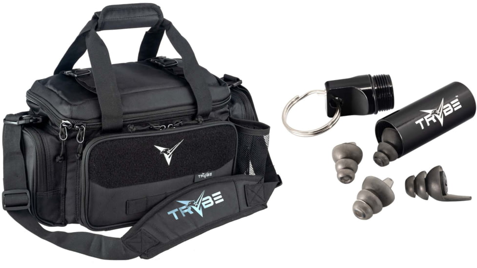 TRYBE Tactical Range Bag, Black w/ TRYBE Tactical Reusable Multi-Purpose Ear Plugs, RNGBAG-KIT1
