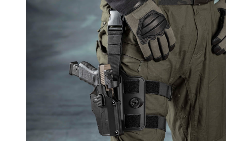 TRYBE Tactical Universal Holster w/ Drop Leg Platform, Black, TRT-UH-DLP-BL