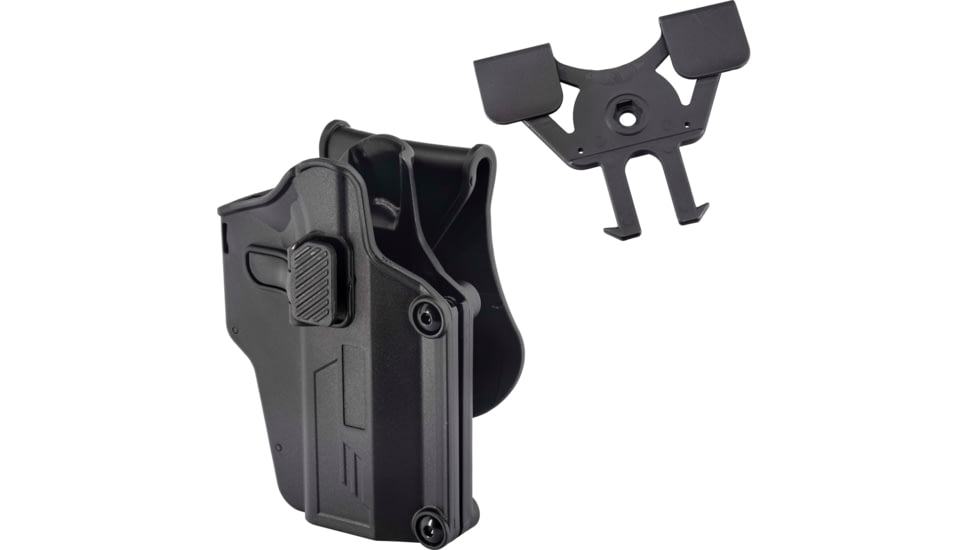 TRYBE Tactical Universal Holster, Right, Black w/ Paddle and Belt Clip and TRYBE Tactical Molle Attachment