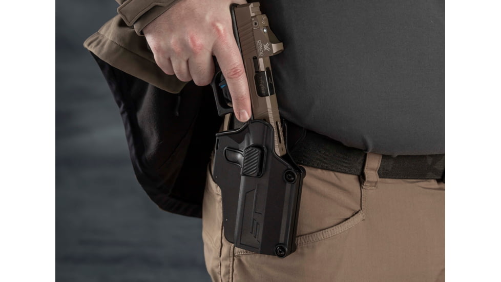 TRYBE Tactical Universal Holster w/ Paddle and Belt Clip, Right, Black, TRT-UH-PBCKIT-BL