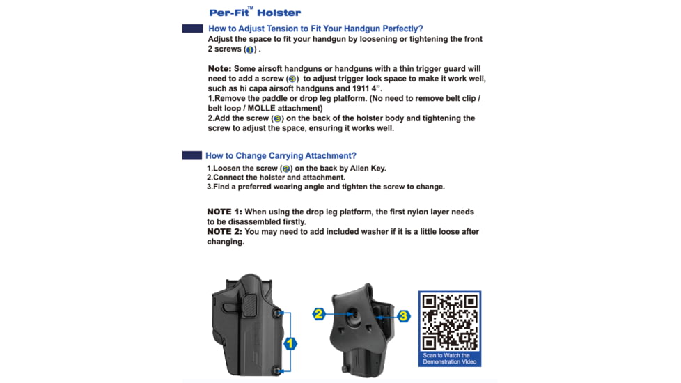 TRYBE Tactical Universal Holster w/ Paddle and Belt Clip, Right, Black, TRT-UH-PBCKIT-BL