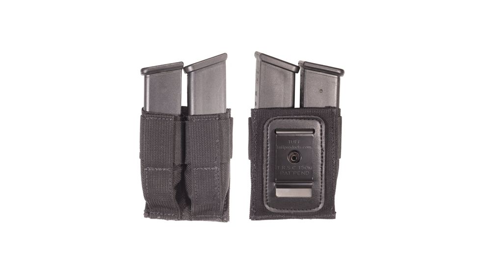 TUFF Products 3 Gun Clip-On Double Pistol Mag Pouch, Black Nylon, Single or Double Stack Mags 7277-NY-2