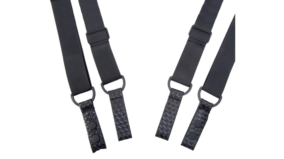 TUFF Products 4-Point Tactical Duty Suspenders w/ Adj. H Harness, Black Basketweave Keepers, 1.5in. Webbing 7174-BWA