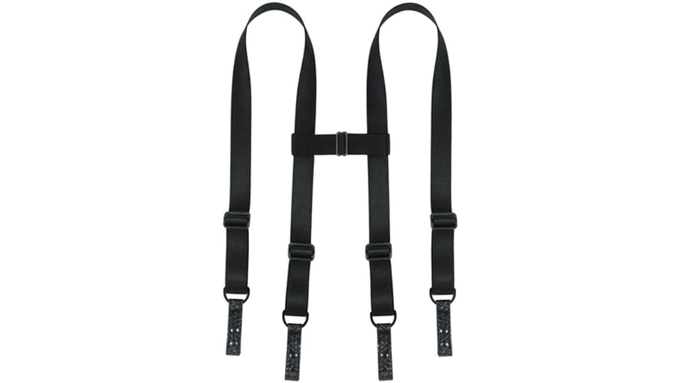 TUFF Products 4-Point Tactical Duty Suspenders w/ Adj. H Harness, Black Basketweave Keepers, 1.5in. Webbing 7174-BWA