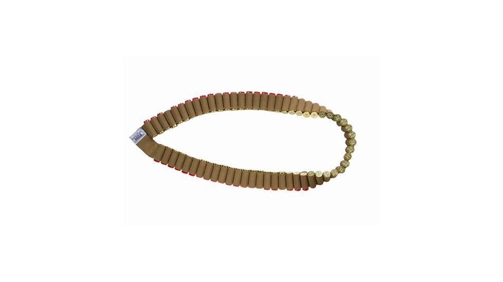 TUFF Products 60-Round Heavy Duty Elastic Double Layer Bandolier, Coyote Brown, 12 Gauge 4012-CB