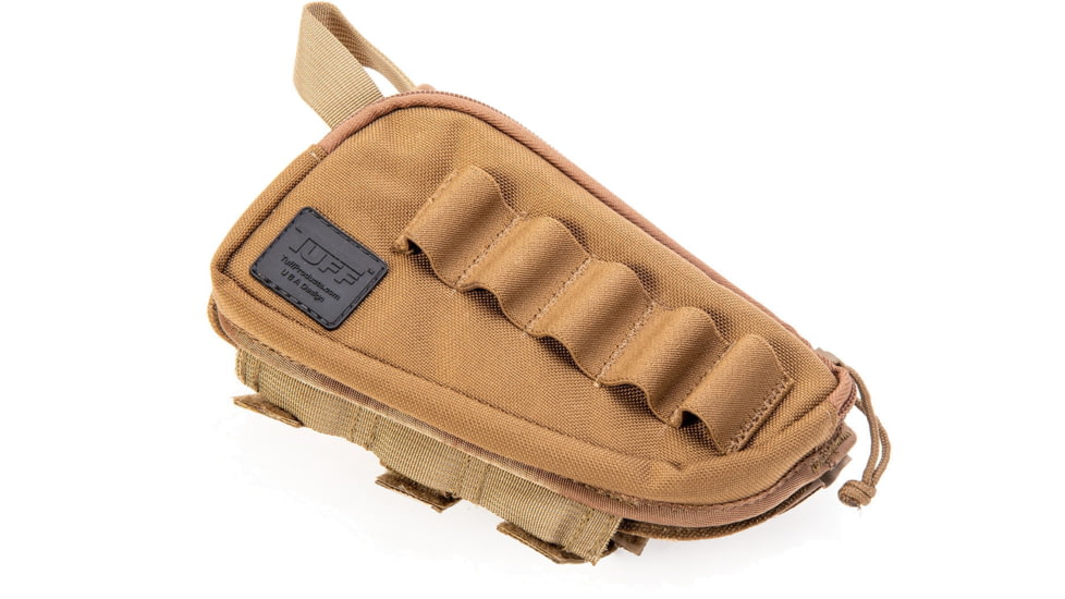 TUFF Products Ez-Adjust Butt Stock Saddle w/ Zippered Pocket, Coyote Brown, 12 Gauge Shell Holder 4014-CBV-12G