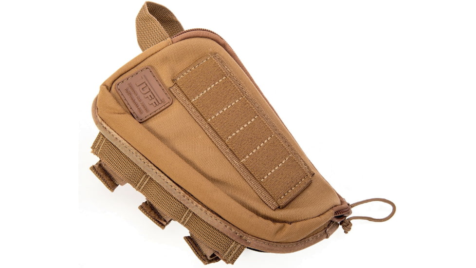 TUFF Products Ez-Adjust Butt Stock Saddle w/ Zippered Pocket, Coyote Brown, 12 Gauge Shell Holder 4014-CBV-12G