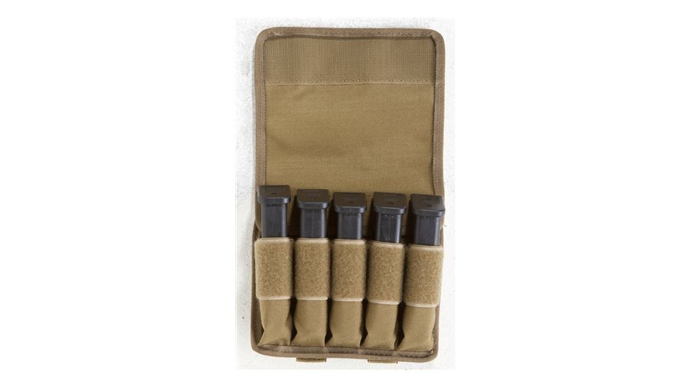 TUFF Products Original 5 In-Line Mag Pouch w/ Belt and Removable Flap, 1000D Coyote Brown, B92F/Gl 17/20/21/22/P226 7065-CBV-2