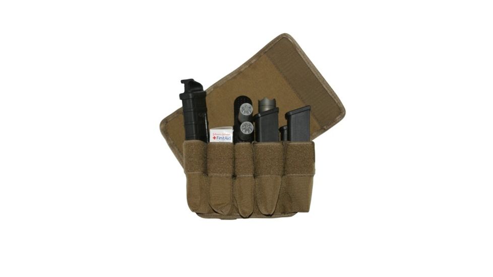 TUFF Products Original 5 In-Line Mag Pouch w/ Belt and Removable Flap, 1000D Coyote Brown, B92F/Gl 17/20/21/22/P226 7065-CBV-2