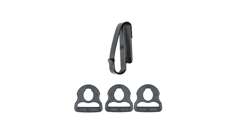 TUFF Products Quick Hook System 1 Clip On Snap Hook, 3 Notched Polymer Rings, Black 2001-BK-SET