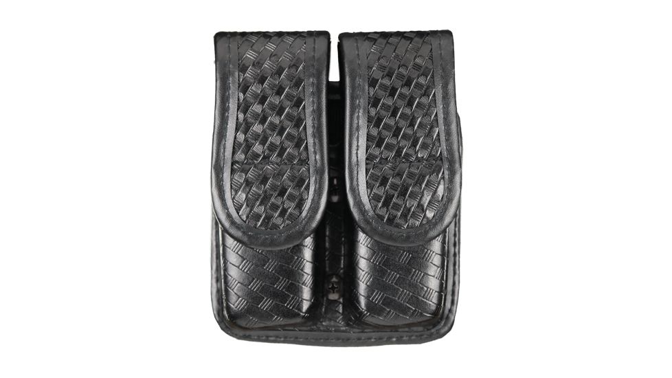 TUFF Products Slide-On Double Magazine Pouch w/ Hidden Snap, Black Basketweave, Size 2 Gl17192223 Be9296 7502-BWH-2