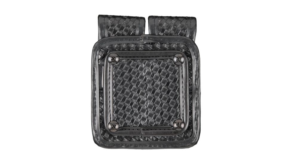 TUFF Products Slide-On Double Magazine Pouch w/ Hidden Snap, Black Basketweave, Size 2 Gl17192223 Be9296 7502-BWH-2