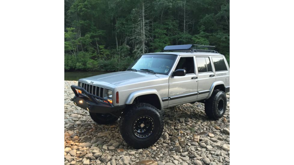 Tuff Stuff Overland Front Winch Bumper w/ D-Rings for 84-01 Jeep Cherokee XJ, Matte, Black, NSN N, TS-FB-XJ-8401