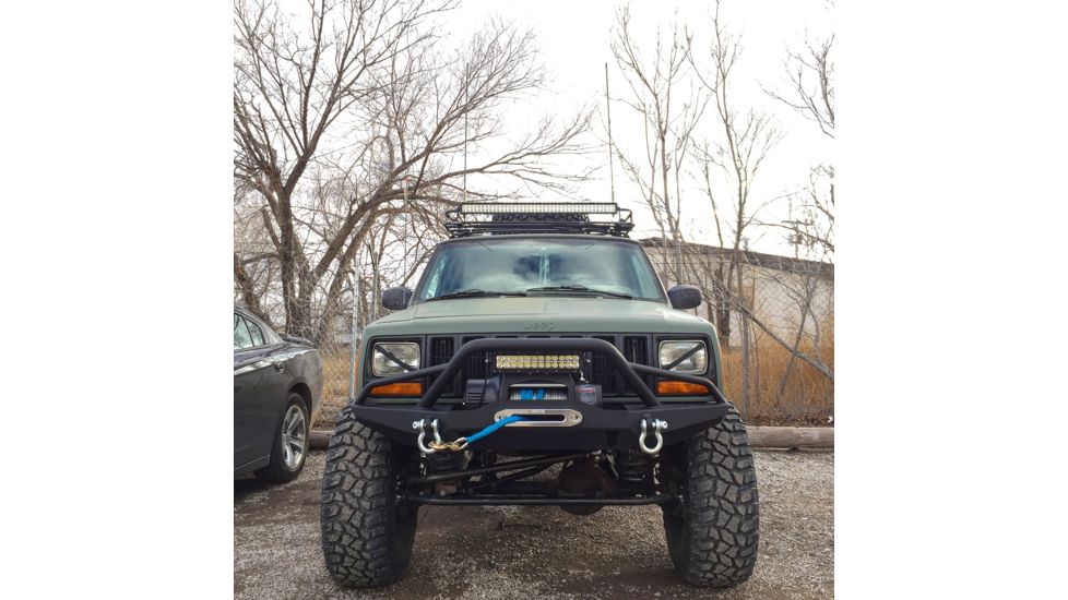 Tuff Stuff Overland Front Winch Bumper w/ D-Rings for 84-01 Jeep Cherokee XJ, Matte, Black, NSN N, TS-FB-XJ-8401