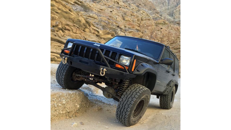 Tuff Stuff Overland Front Winch Bumper w/ D-Rings for 84-01 Jeep Cherokee XJ, Matte, Black, NSN N, TS-FB-XJ-8401