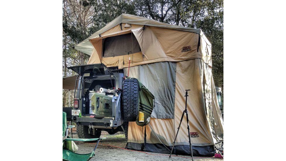 Tuff Stuff Overland Rooftop Tent & Annex Room 3 Person Ranger Overland Sand, Sand Tent/Black Cover, NSN N, TS-RTT-ANX-RAN