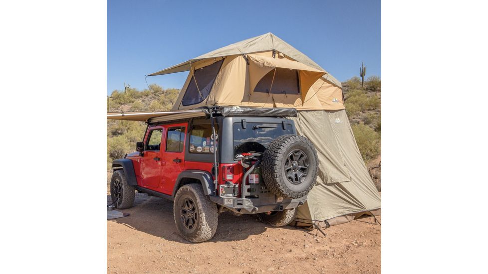 Tuff Stuff Overland Rooftop Tent & Annex Room 3 Person Ranger Overland Sand, Sand Tent/Black Cover, NSN N, TS-RTT-ANX-RAN