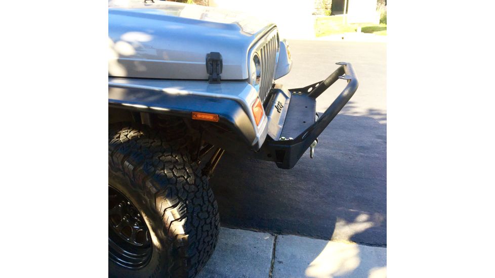 Tuff Stuff Overland Stubby Front Winch Bumper for 87-06 Jeep Wrangler TJ/YJ, Matte, Black, NSN N, TS-FB-8706-STB